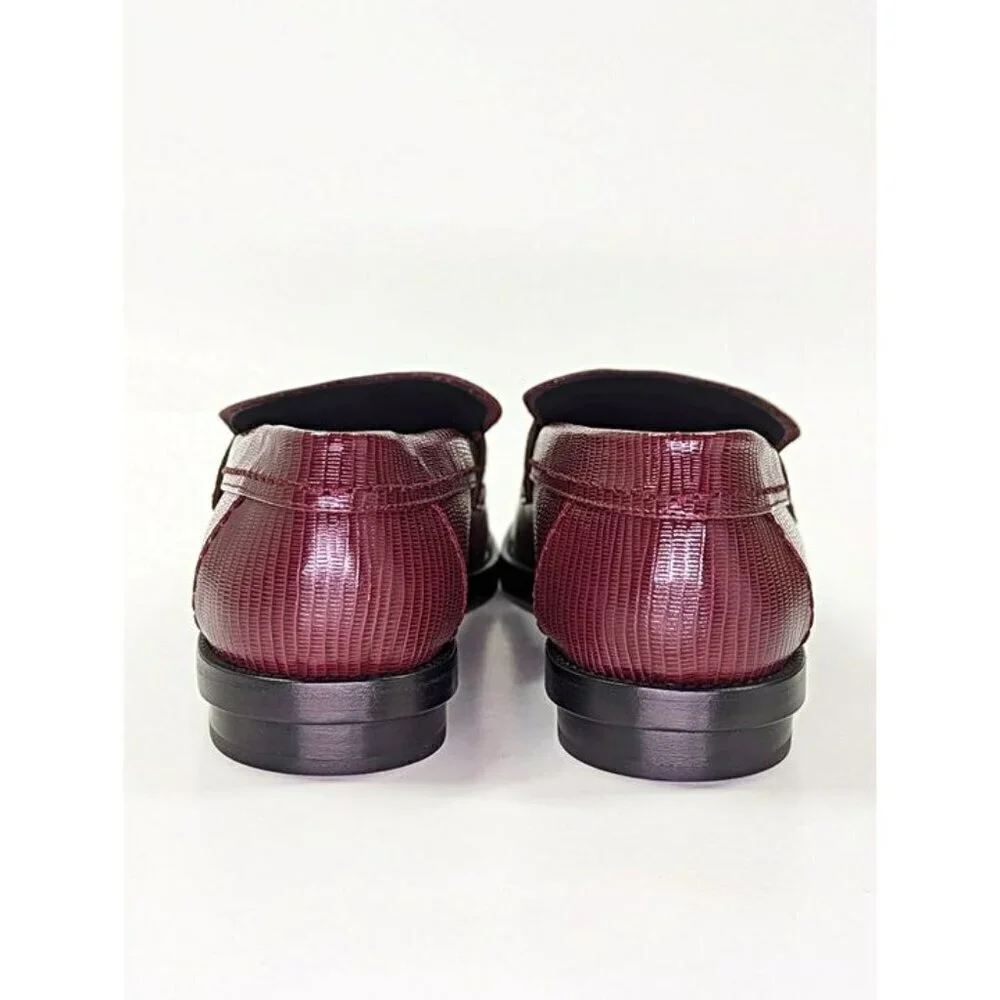 Alexander McQueen Men’s Jupiter Leather Moccasins Burgundy Size 46 (MSRP $990)